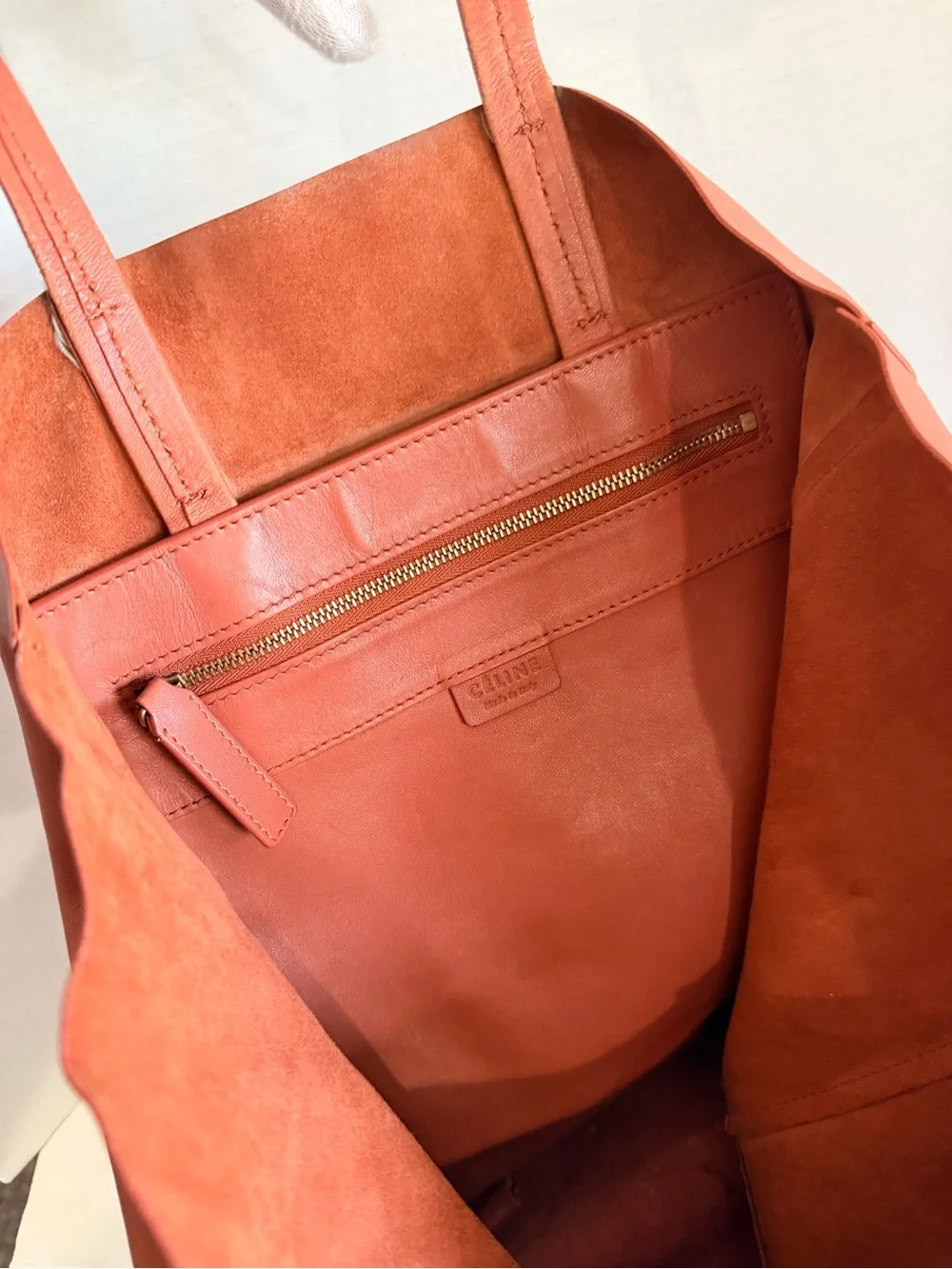 Celine Two-Tone Leather Tote in Rust and Burgundy
